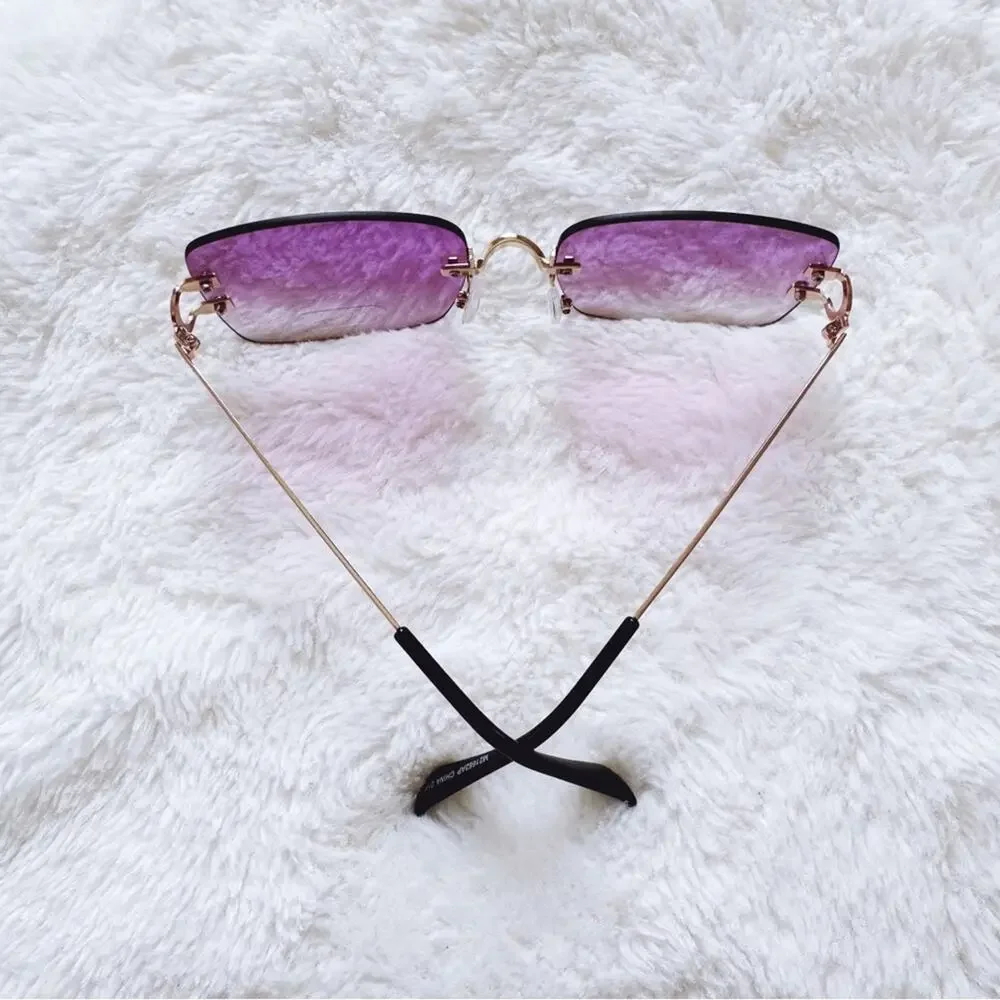 Laurel Clear Purple Rimless Sleek Sunglasses